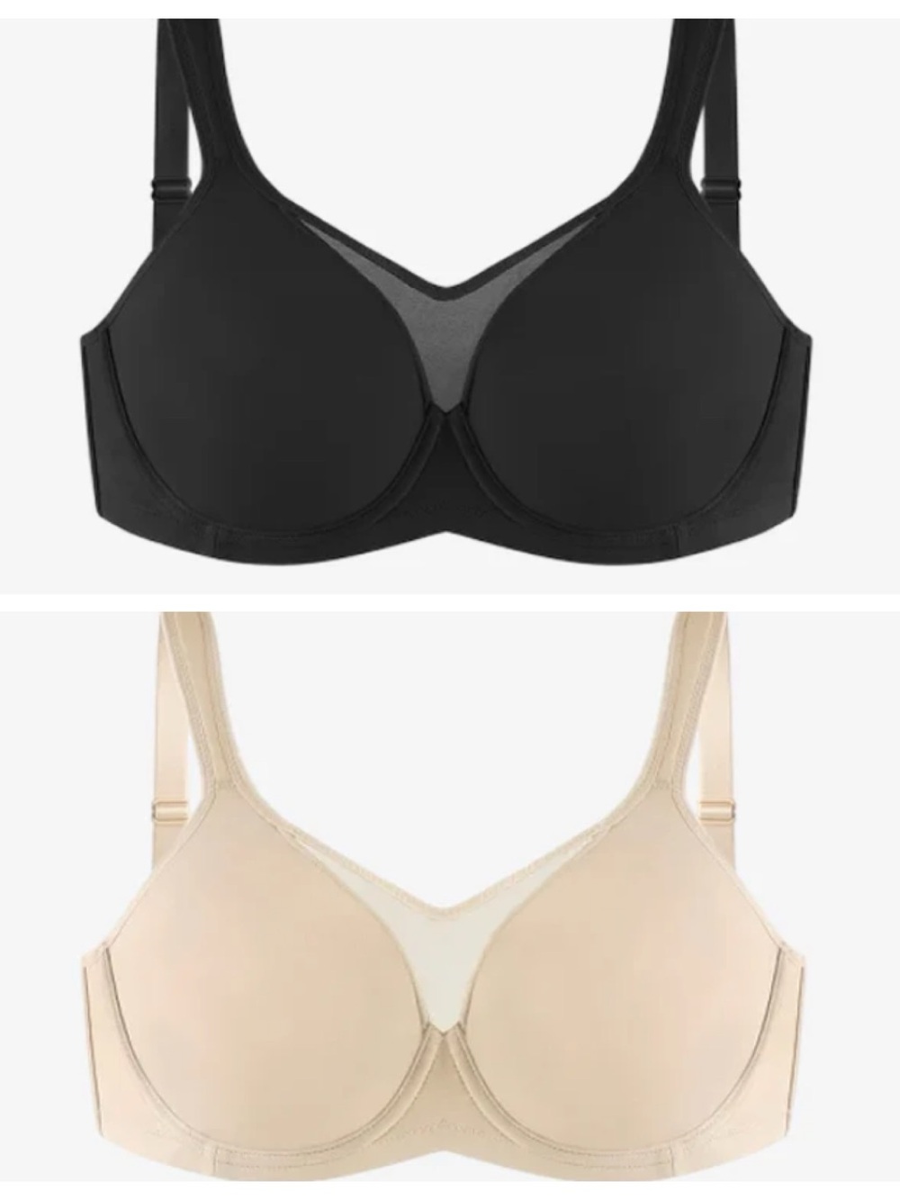 2 Hilaine Soft Cloud Minimizer Bras - 1 Seamless (Beige) 1 Seamless (Black)